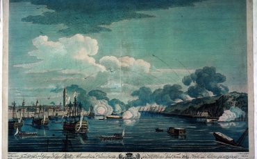 Vista en perspectiva del gran ataque contra la ciudad y el Castillo de La Punta en la mañana del 13 de agosto de 1762