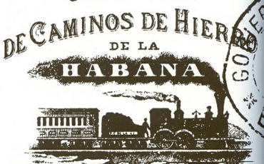 Grabado que ilustra los documentos de la Compañía Caminos de Hierro de La Habana; en el que aparece un sello del Gobierno, de fecha junio del 1886. Archivo Nacional de Cuba.