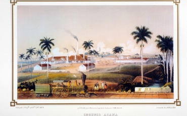 Ingenio Ácana, 1855-1857. Grabado de Eduardo Laplante. Litografía de Francisco Luis Marquier. Archivo Histórico de la Oficina del Historiador de la Ciudad