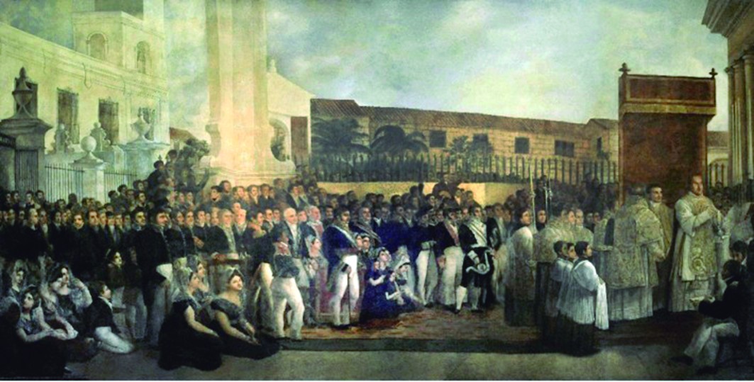 "La inauguración del Templete", 1828. óleo sobre tela 710 x 360 cm. El Templete