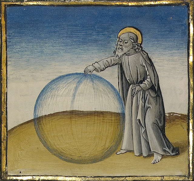 The Creation of the Heavens; Unknown; Ghent, Belgium; about 1475; Tempera colors, gold leaf, and gold paint on parchment; Leaf: 43.8 x 30.5 cm (17 1/4 x 12 in.); Ms. Ludwig XIII 5, v1, fol. 31